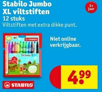 Kruidvat Stabilo jumbo xl viltstiften aanbieding