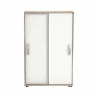 Leen Bakker Demeyere kast Nano met schuifdeuren - licht eiken/wit - 105,6x68x32,9 cm - Leen Bakker aanbieding