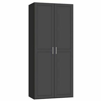 Leen Bakker STOCK kleerkast 2-deurs - zwart/antraciet - 236x101,9x56,5 cm - Leen Bakker aanbieding