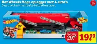 Kruidvat Hot wheels mega oplegger met 4 auto’s aanbieding