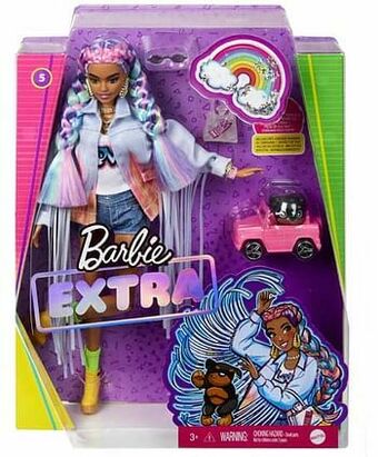 ToyChamp Barbie EXTRA - Rainbow Braids pop met diertje aanbieding