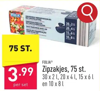ALDI FOLIA Zipzakjes, 75 st. aanbieding
