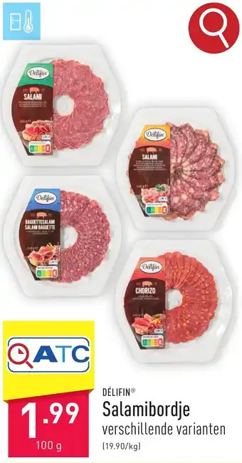 ALDI Delifin Salamibordje 100g aanbieding