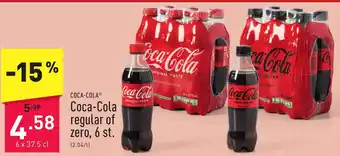 ALDI Coca-Cola regular of zero 6 x 37,5 cl aanbieding