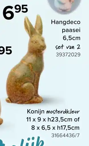 Euroshop Konijn mosterdkleur 11 x 9 x h23,5cm aanbieding