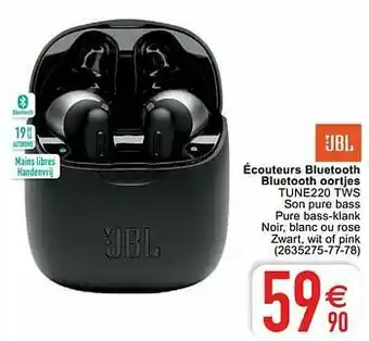 Cora Jbl écouteurs bluetooth bluetooth oortjes tune220 tws aanbieding