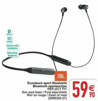 Cora Jbl écouteurs sport bluetooth bluetooth sportoortjes reflect fit aanbieding
