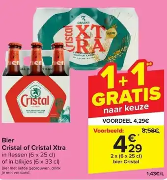 Carrefour Bier Cristal of Cristal Xtra aanbieding