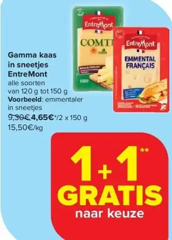 Carrefour Gamma kaas in sneetjes EntreMont aanbieding