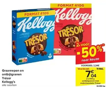 Carrefour Graanrepen en ontbijtgranen Trésor Kellogg’s aanbieding