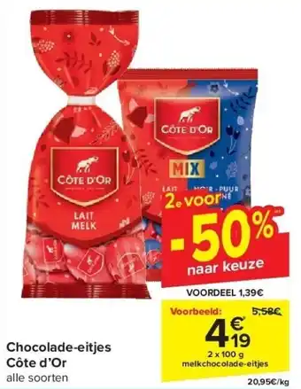 Carrefour Chocolade-eitjes Côte d’Or aanbieding
