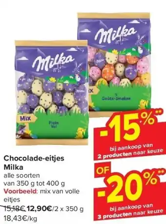 Carrefour Chocolade-eitjes Milka aanbieding