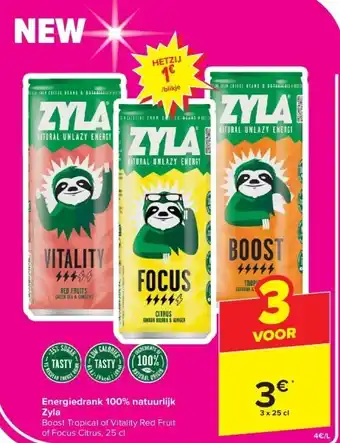 Carrefour Energiedrank 100% natuurlijk Zyla aanbieding