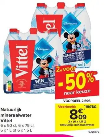 Carrefour Natuurlijk mineraalwater Vittel aanbieding