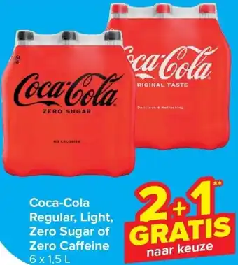 Carrefour Coca-Cola Regular, Light, Zero Sugar of Zero Ca eine aanbieding