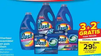 Carrefour Vloeibaar wasmiddel en pods Dash aanbieding