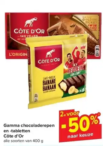 Carrefour Gamma chocoladerepen en -tabletten Côte d’Or aanbieding