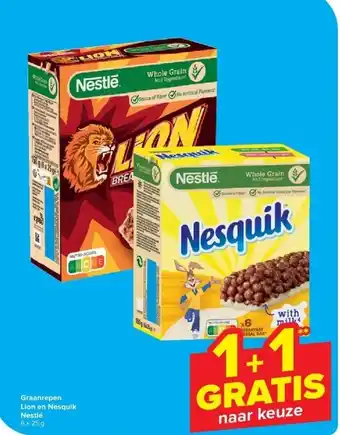 Carrefour Graanrepen Lion en Nesquik Nestlé aanbieding