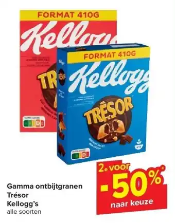 Carrefour Gamma ontbijtgranen Trésor Kellogg’s aanbieding