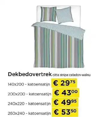 Molecule Dekbedovertrek citta stripe celadon-walnu aanbieding