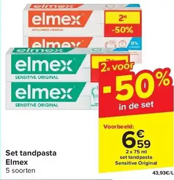 Carrefour Set tandpasta Elmex aanbieding