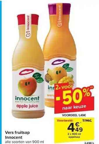 Carrefour Vers fruitsap Innocent aanbieding