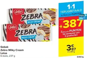 Carrefour Gebak Zebra Milky Cream Lotus aanbieding