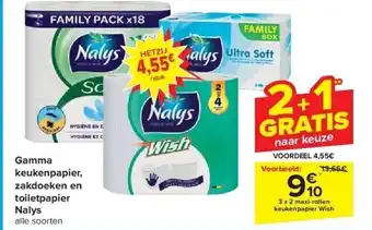 Carrefour Gamma keukenpapier, zakdoeken en toiletpapier Nalys aanbieding