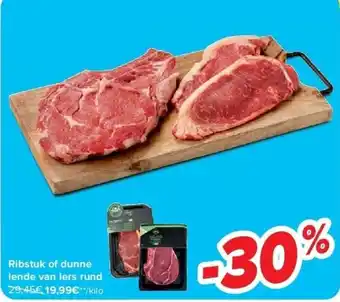 Carrefour Ribstuk of dunne lende van Iers rund aanbieding