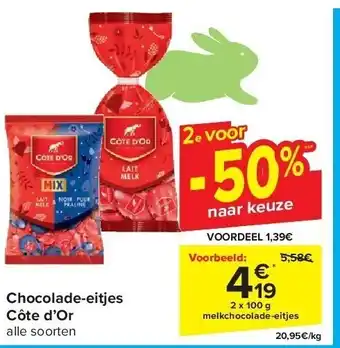 Carrefour Chocolade-eitjes Côte d’Or aanbieding