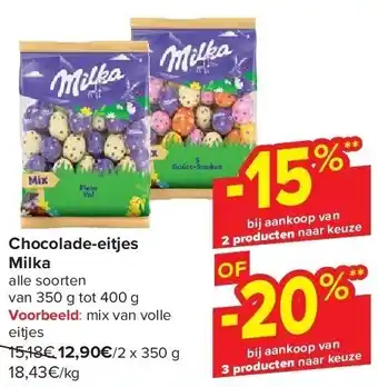 Carrefour Chocolade-eitjes Milka aanbieding