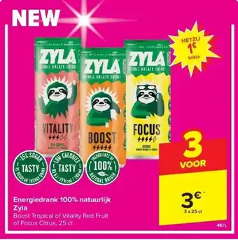 Carrefour Energiedrank 100% natuurlijk Zyla aanbieding