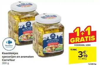 Carrefour Kaasblokjes specerijen en aromaten Carrefour aanbieding