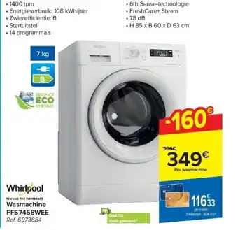 Carrefour Wasmachine FFS7458WEE aanbieding
