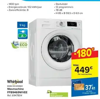 Carrefour Wasmachine FFB9469WVEE aanbieding