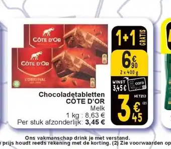 Cora Chocoladetabletten CÔTE D’OR aanbieding