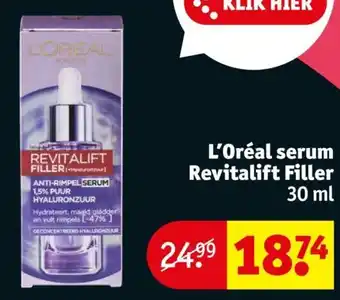 Kruidvat L'Oréal serum Revitalift Filler 30 ml aanbieding