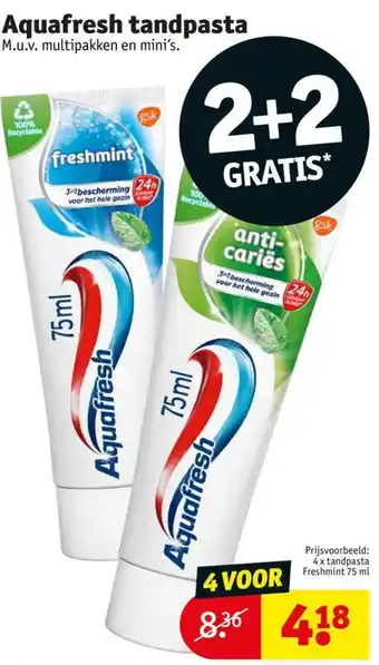Kruidvat Aquafresh tandpasta aanbieding