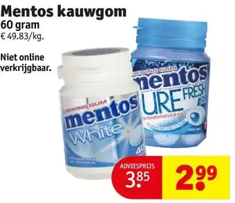 Kruidvat Mentos kauwgom 60 gram aanbieding