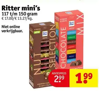 Kruidvat Ritter mini's 117 t/m 150 gram aanbieding