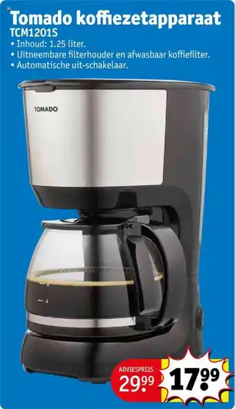 Kruidvat Tomado koffiezetapparaat aanbieding