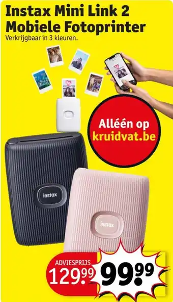 Kruidvat Instax Mini Link 2 Mobiele Fotoprinter aanbieding