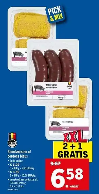 Lidl Bloedworsten of Cordons Bleus aanbieding