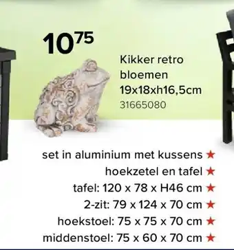 Kikker retro bloemen 19x18xh16,5cm