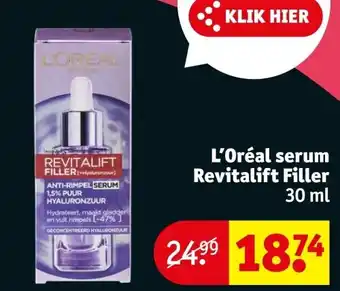 Kruidvat L’Oréal serum Revitalift Filler 30 ml aanbieding