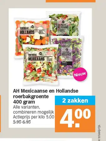 Albert Heijn AH Mexicaanse en Hollandse roerbakgroente 400 gram aanbieding