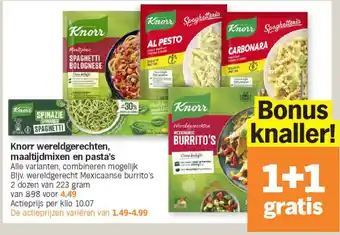 Albert Heijn Knorr wereldgerechten, maaltijdmixen en pasta’s aanbieding
