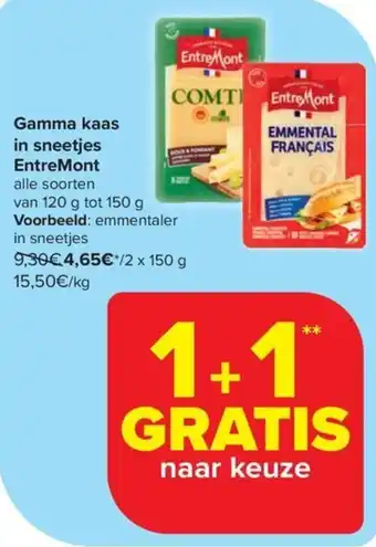 Carrefour Market Gamma kaas in sneetjes EntreMont 150g aanbieding