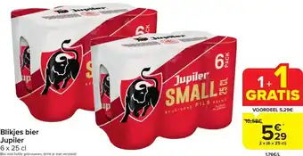 Carrefour Market Blikjes bier Jupiler 6 x 25 cl aanbieding