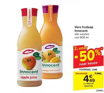 Carrefour Market Vers fruitsap Innocent 900ml aanbieding